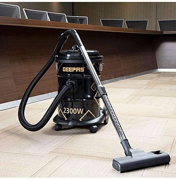 Geepas GVC2598 2300W 21L Drum Vacuum Cleaner - Portable ABS/Copper/Iron - Dust Full Indicator with Parking Position - Air Blower Function with Adjustable Suction Power