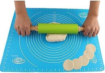 ECVV Silicone Non Stick Rolling Pin Wooden Handle Flour Dough Pastry Roller Baking Tools, Rolling Pins|30CM-Random Color|