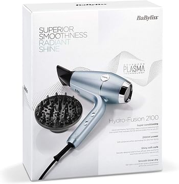 BaByliss D773DSDE DC Hair Dryer 2100w Advanced Plasma Ionic Technology And Lightweight For Easy Handling Super HtDC Motor With 2.5m - Blue