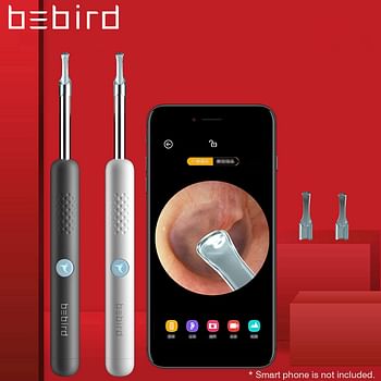 Bebird R1 Ear Cleaner, Earpicks Ear Wax Removal Tools with LED Light Visual Earpick Ear Spoon Ear Cleaner for Ear Health Care Ear Cleaning Tool, Black