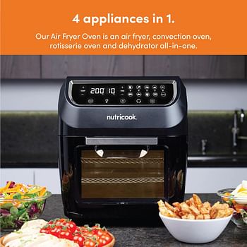 Nutricook Air Fryer Oven Convection & Rotisserie Dehydrator Led One Touch Screen With 9 Presets 12 L 1800 W NC-AFO12 Black