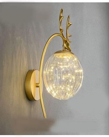 Modern Creative Deer Head Gold Wall Hanging Lamp For Living Room Bedroom Balcony