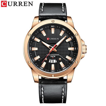 CURREN 8376 Casual New Watches for Men with Leather Big Dial with Date Fashion Wristwatch masculine Grey And Black