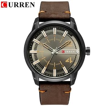 CURREN 8306 Men's Watches Brand New Casual Business Military Quartz Wristwatch Leather Strap Clock Masculine Hombre Brown/Green