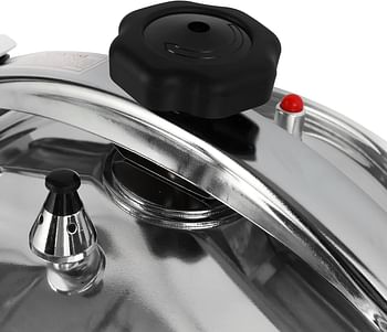 RoyalFord 9.0 L Aluminum Pressure Cooker- RF11175 Equipped with Multi-Safety Device and Unique Pressure Indicator Durable Aluminum Alloy Construction with Firm Handles Compatible with Gas Silver