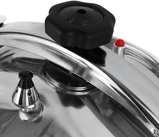 RoyalFord 9.0 L Aluminum Pressure Cooker- RF11175 Equipped with Multi-Safety Device and Unique Pressure Indicator Durable Aluminum Alloy Construction with Firm Handles Compatible with Gas Silver