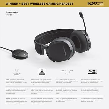 SteelSeries Arctis 7 (2019 Edition) Lossless Wireless Gaming Headset with DTS Headphone: X v2.0 Surround for PC and PlayStation 4, Black | 61505 (PS4)