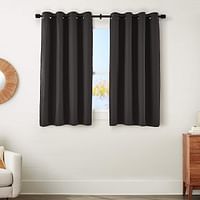 Amazn Basics 100% Blackout Textured Linen Window Panel With Grommets And Thermal Insulated, Noise Reducing Liner - 52" X 63", Black