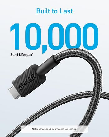 Anker USB to USB-C Cable FOR USB-C Devices, 1.8 Meters, FOR Devices with USB-C Port, 322 USB to USB-C Cable - Black