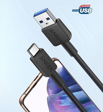 Anker USB to USB-C Cable FOR USB-C Devices, 1.8 Meters, FOR Devices with USB-C Port, 322 USB to USB-C Cable - Black