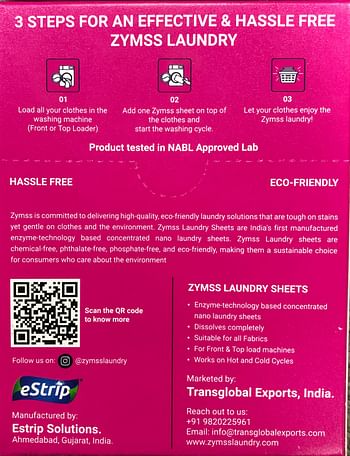 Zymss Laundry Sheets 30 sheets - Rose Flavor