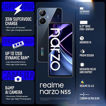 Realme Narzo N55 4G Dual sim 4GB Ram 64GB - Black