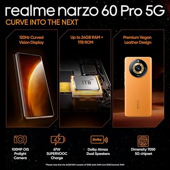 Realme  Narzo 60 5G Dual sim  8GB Ram 256 GB- Mars Orange