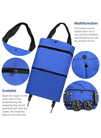 2 in 1 Expandable Travel Bag with Wheels Shopping Stroller for Home Supermarket - Versatile and Compact