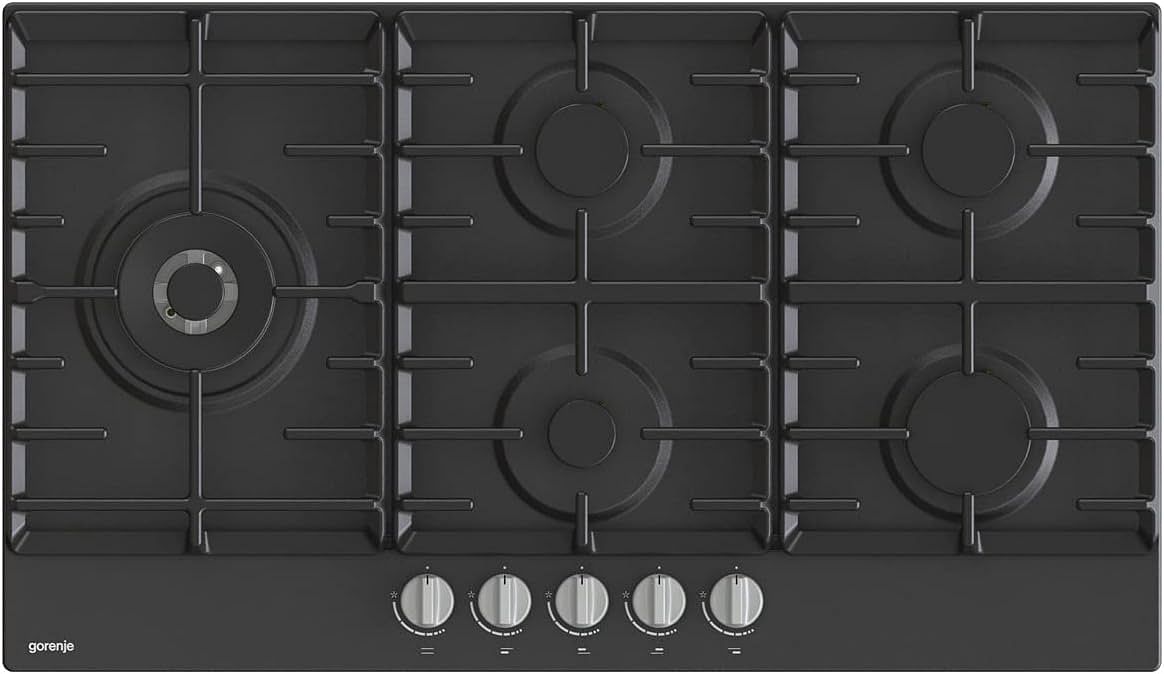 Gorenje Gw951Mb, 60 cm Built In Gas Hob, 5 Gas Burners, Cast Iron Pan Support, One Hand Ignition, Balck.