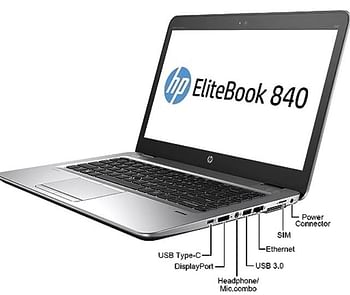 HP Elitebook 840 G3 14″ Display Laptop, Intel Core i7 6th Generation, 8GB RAM, 256GB SSD, Windows, Eng KB - Silver.