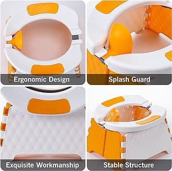 Foldable Toilet Trainer Kids Travel Potty Toilet Seat Baby Potty Seat with Splash Guard 30 Plastic Bags Storage Bag Portable Potty Training Seat for H