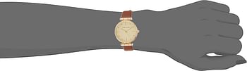 Anne Klein Women's Glitter Accented Strap Watch Quartz Movement - Brown, Gold