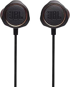 JBL Quantum 50 Wired In-Ear Gaming Headset with Volume Slider, Mic Mute, Inline Voice-Focus Mic, Realistic Soundstage, Twistlock Technology, Ultra-Soft Silicon, PC and Consoles Compatible -Black