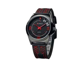 CURREN Men's Water Resistant Analog Watch 8153 - Black/Red