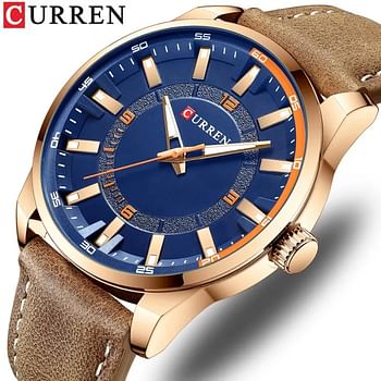 Curren 8390 Original Brand Leather Straps Wrist Watch For Men / Brown Color