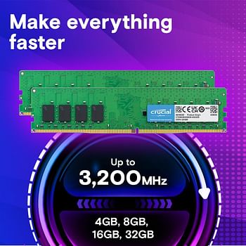 Crucial 8GB RAM DDR4 3200MHz CL22 Desktop Arbeitsspeicher CT8G4DFRA32A - Green