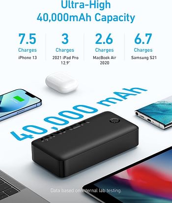 Anker Power Bank A1377 347 Portable Charger PowerCore 40K  40,000mAh Battery Pack with USB-C High-Speed Charging, For iPhone 13 / Pro/Pro Max/mini, Samsung Galaxy, iPad, AirPods