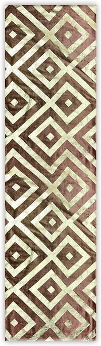 Home Town Foil Printed Jaquard Polyester Brown/Beige Table Runner,33X180cm