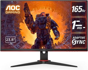 AOC 24G2SPE 23.8" Full HD 165Hz Refresh Rate, 1ms MPRT, IPS Gaming Monitor with Adaptive Sync, Experience Smooth, Blur-Free Gaming with Vibrant Colors and Wide Viewing Angles - Black & Red