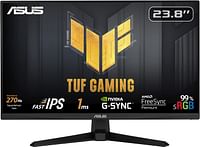 اسس شاشة الألعاب TUF Gaming VG249QM1A مقاس 23.8 بوصة بدقة FHD (1920x1080)، IPS سريعة، 270 هرتز، ضبابية الحركة المنخفضة للغاية، 1 مللي ثانية (GTG)، 99% sRGB، FreeSync Premium، متوافقة مع G-Sync