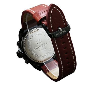 Curren 8198 Original Brand Leather Straps Wrist Watch For Men / Brown