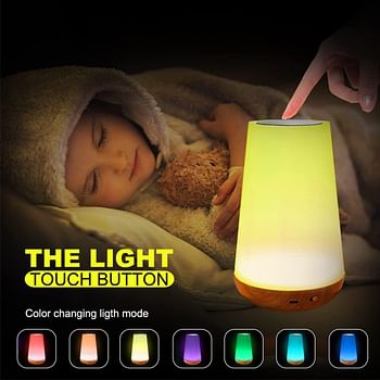 SKY-TOUCH Touch Lamp, Night Light Bedroom Bedside Lamp Dimmable Color Night Lamp with Touch Control Adjustable Brightness Remote Control for Bedroom, Kid's Room and Living Room, USB rechargeable