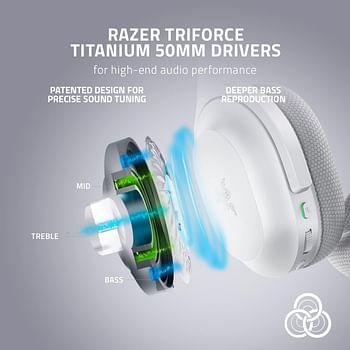 Razer Barracuda Wireless Gaming & Mobile Headset (PC, Playstation, Switch, Android, iOS): 2.4GHz Wireless + Bluetooth - Integrated Noise-Cancelling Mic - 50mm Drivers - 40 Hr Battery - Mercury White