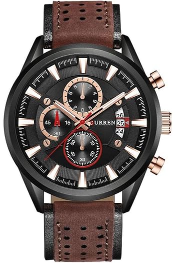 CURREN 8290 Original Brand Leather Straps Wrist Watch For Men - Brown and Black