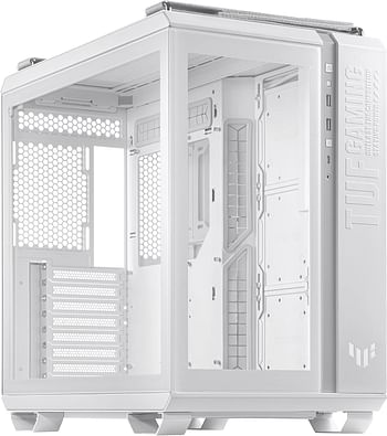 ASUS TUF Gaming GT502 White ATX Mid-Tower Computer Case,Front Panel RGB Button,USB 3.2 Type-C,2x USB 3.0 Ports,Tool-free Side Panel,ARGB Hub, 360mm and 280mm Radiator compatible, Fabric Handle on top