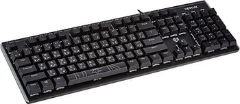Vertux Mechanical Gaming Keyboard, Aluminum with Blue Switches, 104 Anti-Ghosting Keys, 7 RGB Effects, 1.5M USB Cable and Adjustable Backlight Brightness, Comando