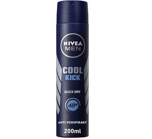 NIVEA MEN Cool Kick Quick Dry Antiperspirant Spray for Men 200 ml Pack of 2