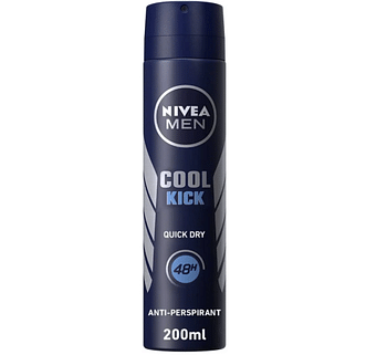 NIVEA MEN Cool Kick Quick Dry Antiperspirant Spray for Men 200 ml Pack of 2