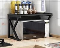 SKY-TOUCH Microwave Shelf Wood Microwave Storage Rack, Kitchen Shelf Toaster Stand Shelf Kitchen Worktop Organizer Easy to Assemble Black