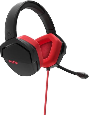 سماعة رأس للألعاب إي إس جي 4 بصوت محيطي 7.1 ولون أحمر أضواء LED، صوت محيطي 7.1، وسادات من الجلد تغطي الأذن - أحمر