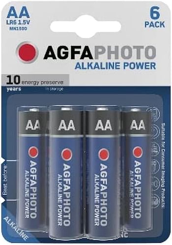 AGFAPHOTO Alkaline Long Lasting Power LR03 AAA Pack of 6 Batteries - 1.5V