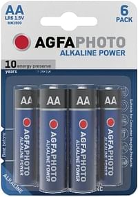AGFAPHOTO Alkaline Long Lasting Power LR06 AA Pack of 6 Batteries - 1.5V