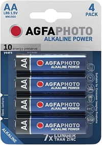 AGFAPHOTO Alkaline Long Lasting Power LR06 AA Pack of 4 Batteries - 1.5V