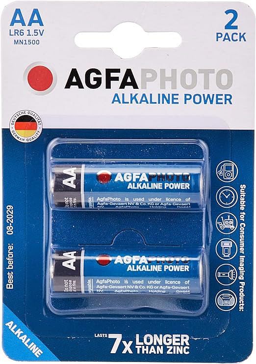 AGFAPHOTO Alkaline Long Lasting Power LR06 AA Pack of 2 Batteries - 1.5V