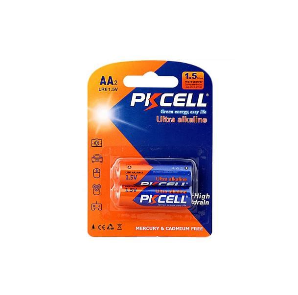 PKCELL AA 1.5V 2 Pieces Ultra Alkaline High Drain Heavy Duty Batteries LR6