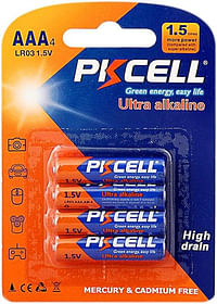 PKCELL AAA 1.5v Ultra Alkaline High Drain Heavy Duty LR03 - Pack of 4