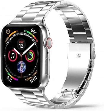 WIWU Unisex Ultra Thin Steel Belt Three Beads Watchband for iWatch 38-40mm - Silver