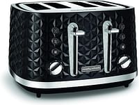 Morphy Richards Vector 4 Slice Toaster High Gloss Geometric Design Defrost and Reheat Variable Width Slots Removable Crumb Tray 248131 -  Black