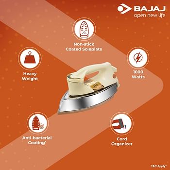 Bajaj DHX-9 Heavy Weight Dry Iron with Advance Soleplate