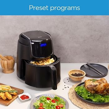 Midea 4.7L XL Digital Air Fryer 1500W with Dual Cyclone Rapid Hot Technology for Frying, Grilling, Broiling, Roasting, Baking, Toasting, Timer up to 60 minutes Temperature Control up to 200°C-MFCN40D2